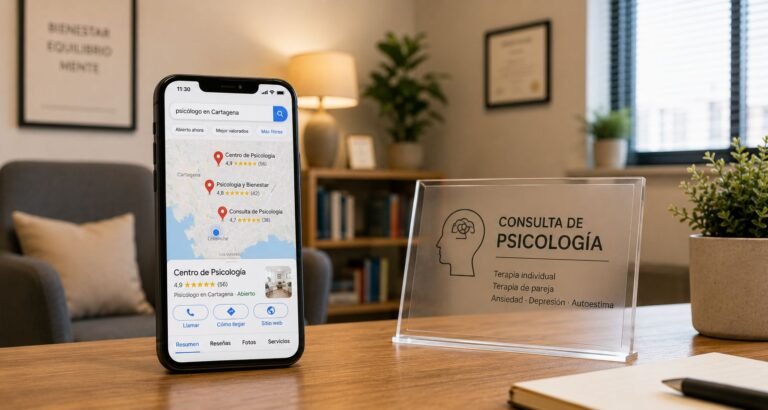 Consulta de psicología en Google Maps — cómo aparecer en los primeros resultados locales